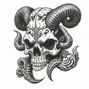 aries skull made tattoo design idea
