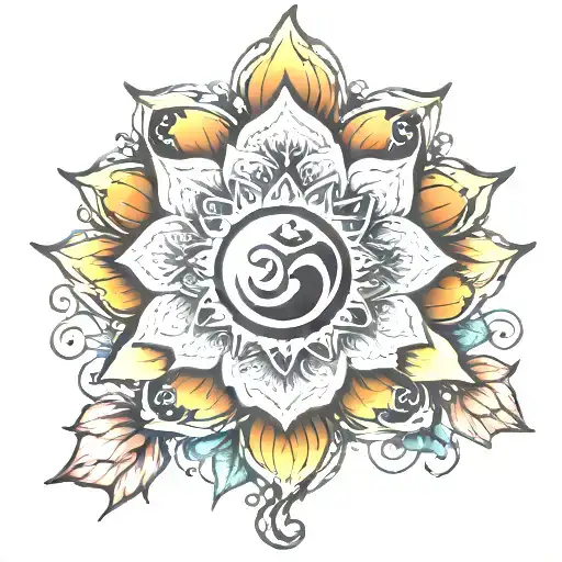 sun moon lotus aum spiritual tattoo design idea