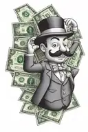 monopoly man and dollars 💵 tattoo design idea