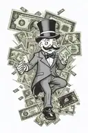 monopoly man and dollars 💵 tattoo design idea