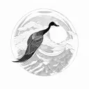 Moon Mountain River Flying Geese tattoo design idea