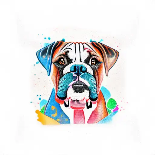Boxer Mix dog tattoo design idea