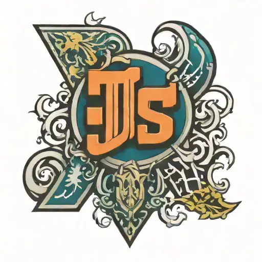 "T$J" In brick bold font tattoo design idea