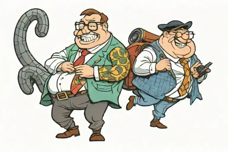 Peter griffin and Louie Anderson chatacters grid view tattoo design idea