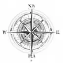 compass broken with arrow pointing north tribal feather banyan tree tattoo design idea
