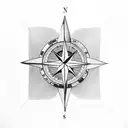 compass broken with arrow pointing north tribal feather banyan tree tattoo design idea