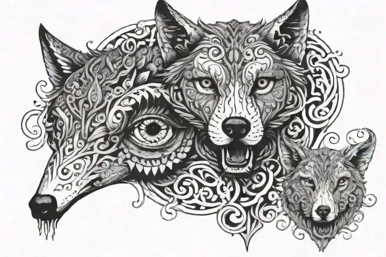 Mouth of the wolf and the eyes of a Lamb tattoo design idea