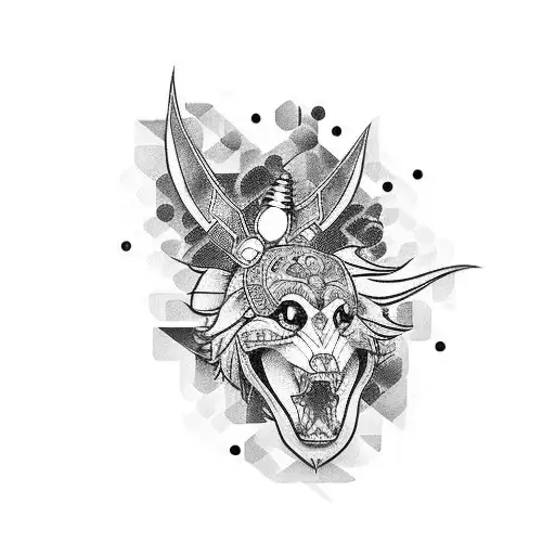 Create a dotwork tattoo of a Honda Accord type 3 with gaming elements like a joystick and console buttons integrated into the design tattoo design idea