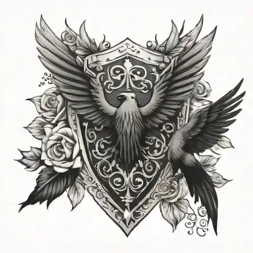 zelda shield goth roses ravens tattoo design idea