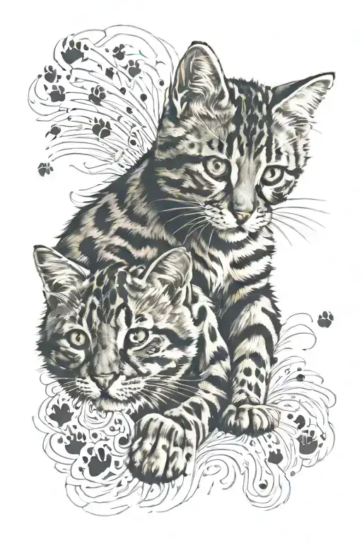 cat paw prints made incorporating fur pattern tattoo design idea