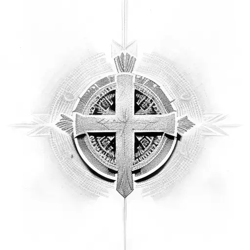 Christian Cross whit Serbian flag tattoo design idea