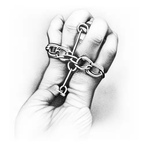 Benjamin Franklin behind chainlink fence handcuffs on hands  tattoo design idea