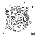 cute loch ness monster in space tattoo design idea