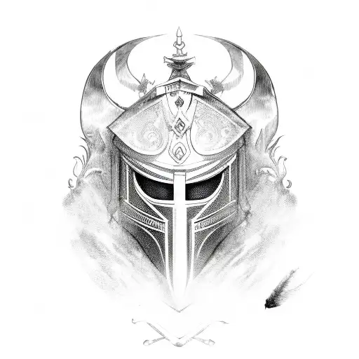 knight with black wings tattoo design idea