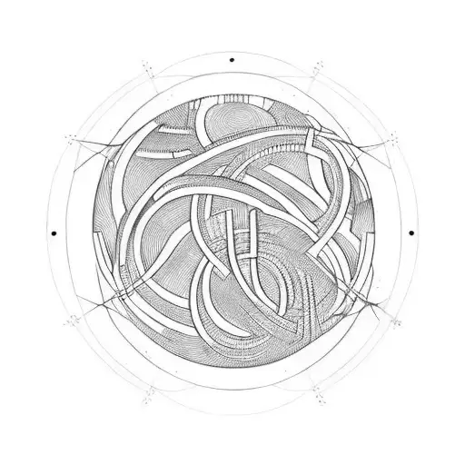 Scandinavian labyrinth and road tattoo design idea