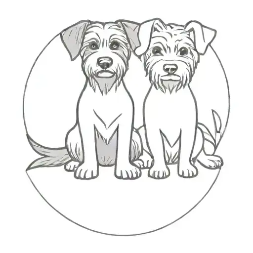 Yorkie and Sausage dog sitting tattoo design idea