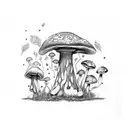 mushroom, poison ivy, toad tattoo design idea