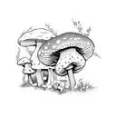 mushroom, poison ivy, toad tattoo design idea
