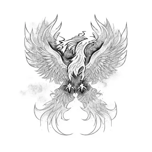 A phoenix rising from a pixelated video game controller tattoo design idea