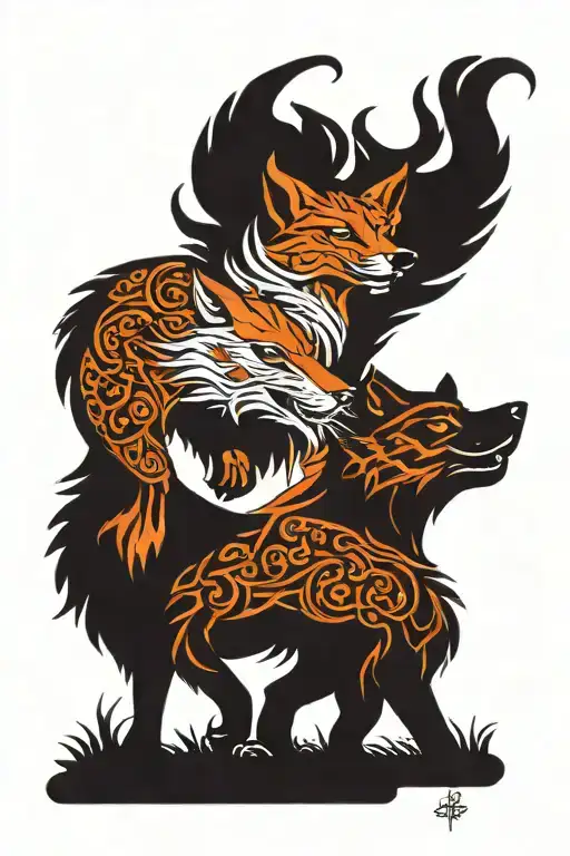 nordic skoll and hati tattoo design idea