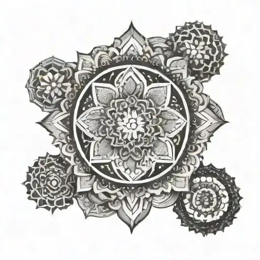 A dotwork mandala design inspired by Japanese zen gardens tattoo design idea
