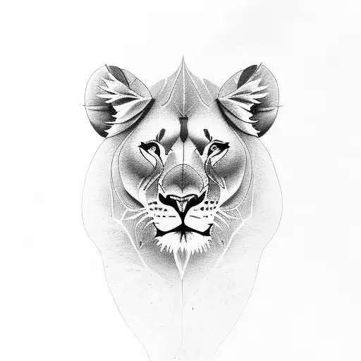 lioness with two cubs tattoo design idea