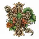 cross with Ireland name tattoo design idea