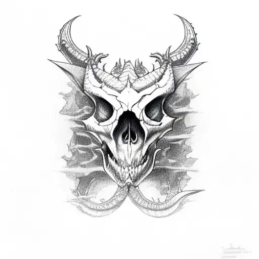 Dragon skull tattoo design idea