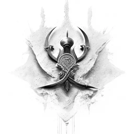 A black-grey tattoo of the iconic Assassin's Creed Odyssey logo tattoo design idea