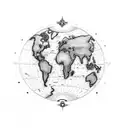 A dotwork design of the world map with highlighted locations of Assassin's Creed Odyssey tattoo design idea