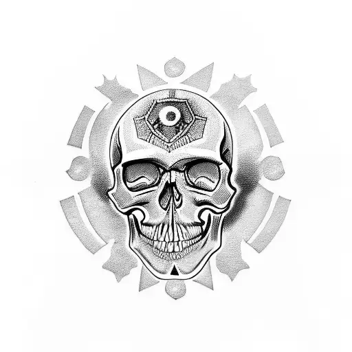 skull and dice  tattoo design idea