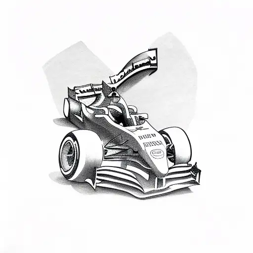 F1 car contours with letter M tattoo design idea