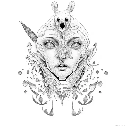 Face of someone that suffers but also enjoys having the mental illness ADHD.  tattoo design idea