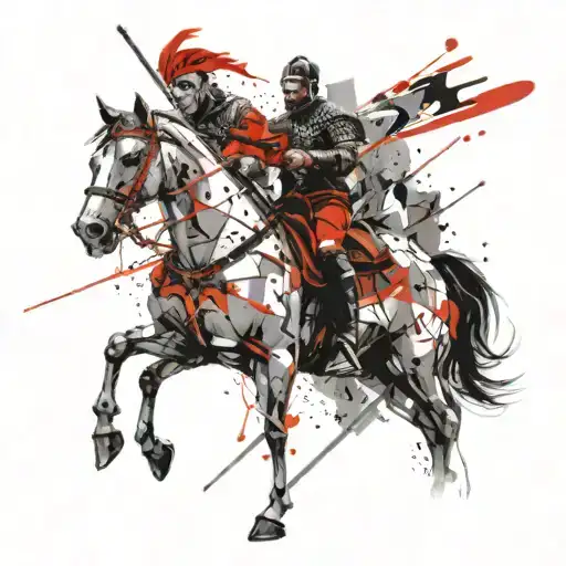 Conquistador on horse tattoo design idea