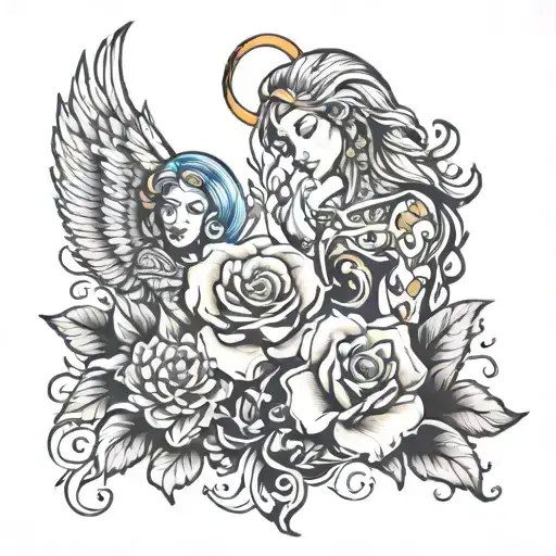 twin flame tattoo design idea