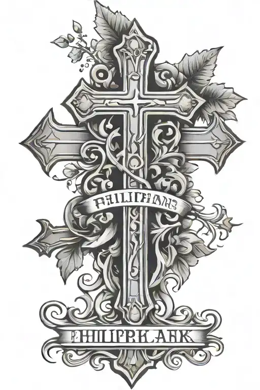 Philippians 4:13 with 3 crosses tattoo design on forearm tattoo design idea