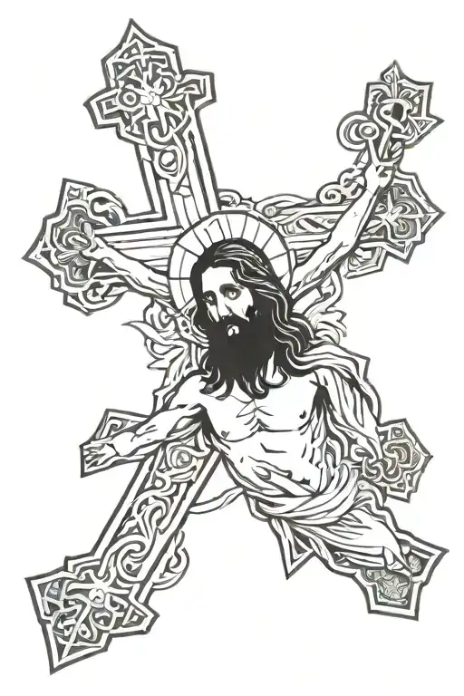 jesus and cross made tattoo design idea