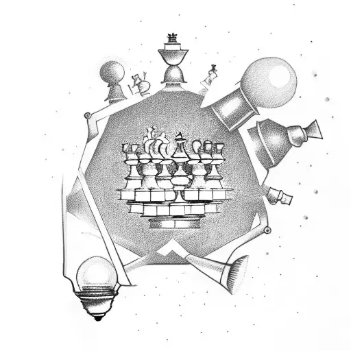 light bulb with chess pieces inside tattoo design idea