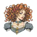 girl with curly red hair in princely clothes tattoo design idea