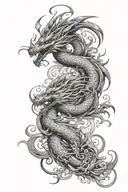 dragon and phoenix spiraling around each other side tattoo design idea