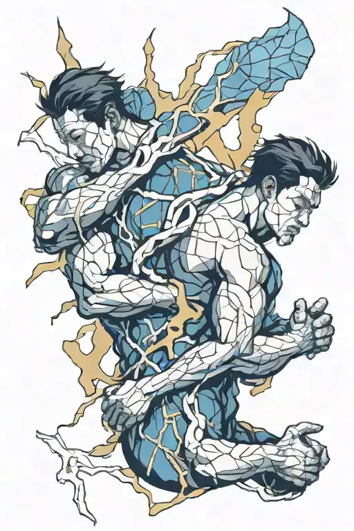 men and kintsugi tattoo design idea