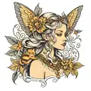 small fiery thinker, gift from God, little honey, wise, princess, queen of the fairies, garland tattoo design idea