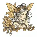 small fiery thinker, gift from God, little honey, wise, princess, queen of the fairies, garland tattoo design idea