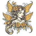 small fiery thinker, gift from God, little honey, wise, princess, queen of the fairies, garland tattoo design idea