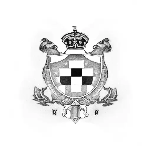 A Croatian flag merged with the initials of J.N tattoo design idea