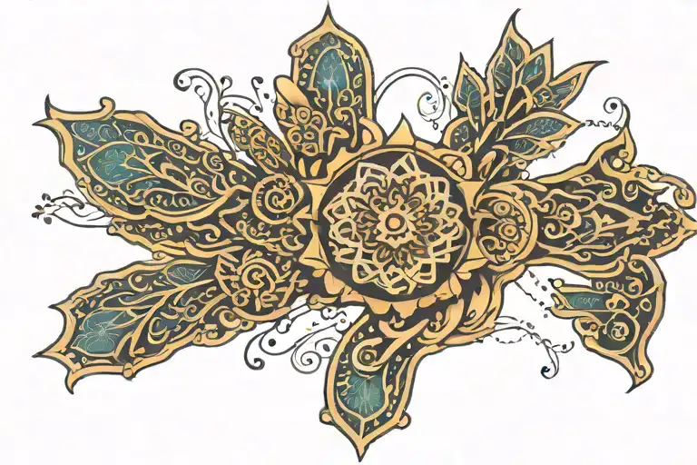 Hand of Fatima hand tattoo design idea