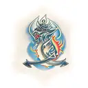 sword and fire tattoo design idea