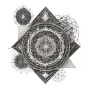 Sacred geometry symbol intertwined with stock market graphs tattoo design idea