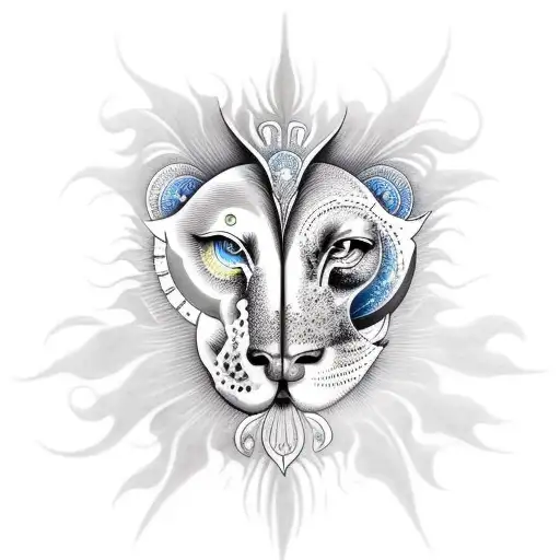 Sun and Moon tattoo design idea