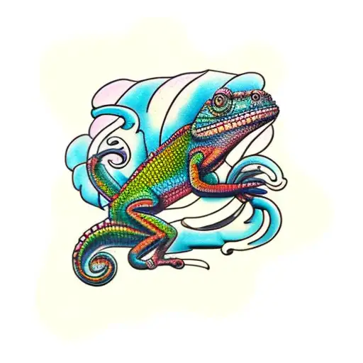 chameleon tattoo design idea